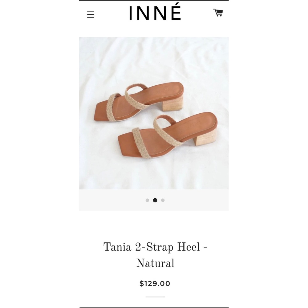 INNE Tania 2-Strap Heel Natural Abaca Braided Wood Block Sandals Women Size 10 - Picture 9 of 11